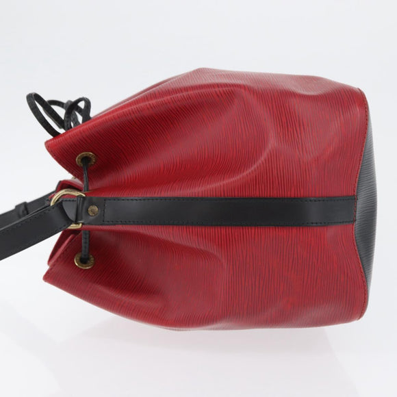 LOUIS VUITTON Epi Petit Noe Shoulder Bag Bicolor Black Red M44017 Auth BA10485