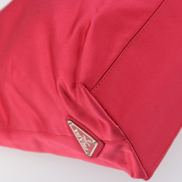 PRADA Hand Bag Satin Red Silver Auth BA10489