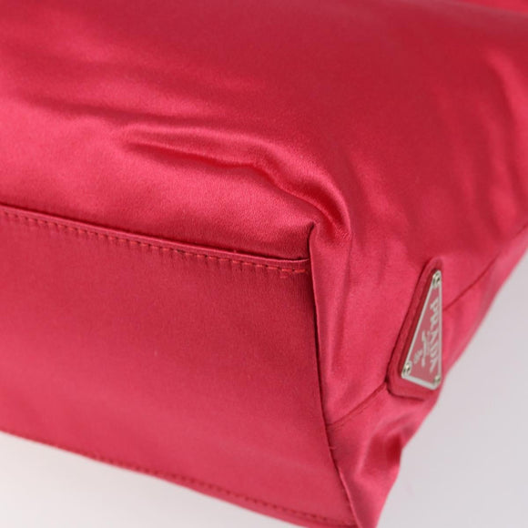 PRADA Hand Bag Satin Red Silver Auth BA10489