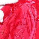 PRADA Hand Bag Satin Red Silver Auth BA10489-18