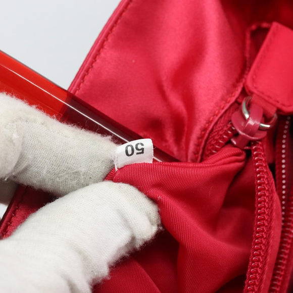 PRADA Hand Bag Satin Red Silver Auth BA10489