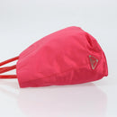 PRADA Hand Bag Satin Red Silver Auth BA10489-4