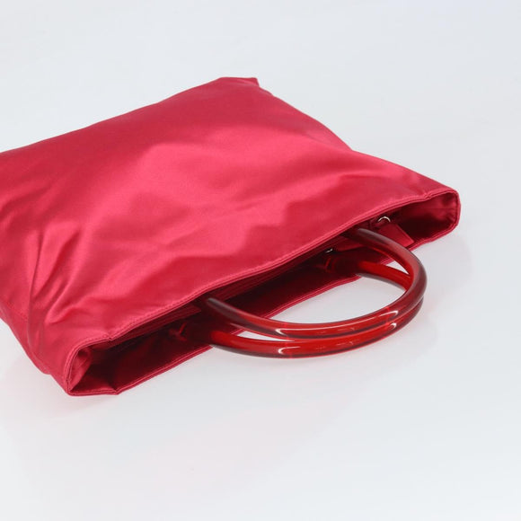 PRADA Hand Bag Satin Red Silver Auth BA10489