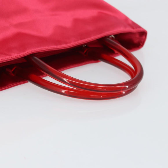 PRADA Hand Bag Satin Red Silver Auth BA10489