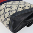 GUCCI GG Supreme Sherry Line Clutch Bag PVC Navy Gold 37 039 3087 Auth BA10493V-15