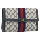 GUCCI GG Supreme Sherry Line Clutch Bag PVC Navy Gold 37 039 3087 Auth BA10493V-1