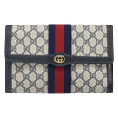 GUCCI GG Supreme Sherry Line Clutch Bag PVC Navy Gold 37 039 3087 Auth BA10493V-13