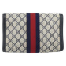 GUCCI GG Supreme Sherry Line Clutch Bag PVC Navy Gold 37 039 3087 Auth BA10493V-2