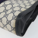 GUCCI GG Supreme Sherry Line Clutch Bag PVC Navy Gold 37 039 3087 Auth BA10494-15