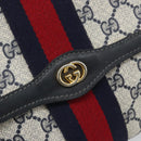 GUCCI GG Supreme Sherry Line Clutch Bag PVC Navy Gold 37 039 3087 Auth BA10494-8