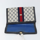 GUCCI GG Supreme Sherry Line Clutch Bag PVC Navy Gold 37 039 3087 Auth BA10494-9