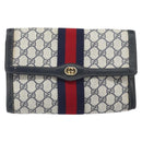GUCCI GG Supreme Sherry Line Clutch Bag PVC Navy Gold 37 039 3087 Auth BA10494-13