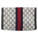 GUCCI GG Supreme Sherry Line Clutch Bag PVC Navy Gold 37 039 3087 Auth BA10494-2