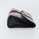 GUCCI GG Supreme Sherry Line Clutch Bag PVC Navy Gold 37 039 3087 Auth BA10494-3