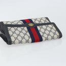 GUCCI GG Supreme Sherry Line Clutch Bag PVC Navy Gold 37 039 3087 Auth BA10494-5