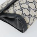GUCCI GG Supreme Sherry Line Clutch Bag PVC Navy Gold 37 039 3087 Auth BA10494-14