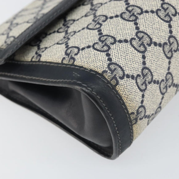 GUCCI GG Supreme Sherry Line Clutch Bag PVC Navy Gold 37 039 3087 Auth BA10494