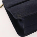 CHANEL Chain Matelasse Shoulder Bag Cotton Navy Gold CC Auth BA10498-14