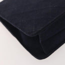 CHANEL Chain Matelasse Shoulder Bag Cotton Navy Gold CC Auth BA10498-16