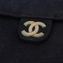 CHANEL Chain Matelasse Shoulder Bag Cotton Navy Gold CC Auth BA10498-17