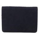 CHANEL Chain Matelasse Shoulder Bag Cotton Navy Gold CC Auth BA10498-2