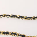 CHANEL Chain Matelasse Shoulder Bag Cotton Navy Gold CC Auth BA10498-8