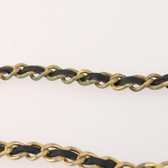 CHANEL Chain Matelasse Shoulder Bag Cotton Navy Gold CC Auth BA10498