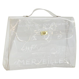 HERMES Vinyl Kelly Hand Bag Vinyl Clear Auth BA10499