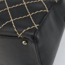 CHANEL Wild Stitch Hand Bag Leather Black Gold CC Auth BA10500V-9