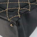 CHANEL Wild Stitch Hand Bag Leather Black Gold CC Auth BA10500V-15