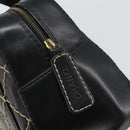 CHANEL Wild Stitch Hand Bag Leather Black Gold CC Auth BA10500V-10