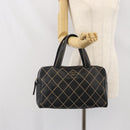 CHANEL Wild Stitch Hand Bag Leather Black Gold CC Auth BA10500V-23