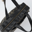 CHANEL Wild Stitch Hand Bag Leather Black Gold CC Auth BA10500V-6