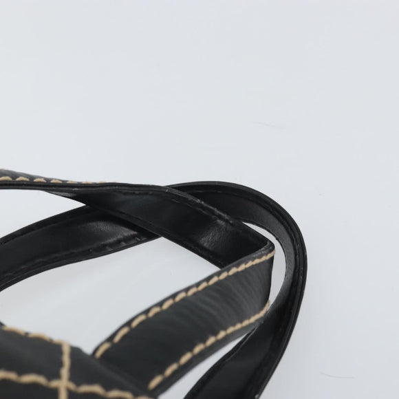 CHANEL Wild Stitch Hand Bag Leather Black Gold CC Auth BA10500V