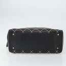 CHANEL Wild Stitch Hand Bag Leather Black Gold CC Auth BA10500V-5