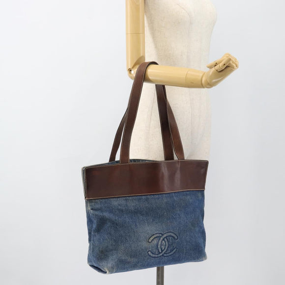 CHANEL Tragetasche Jeansblau CC Auth BA10505