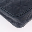 CHANEL Matelasse Chain Shoulder Bag Lamb Skin Navy Gold CC Auth BA10507-15