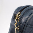 CHANEL Matelasse Chain Shoulder Bag Lamb Skin Navy Gold CC Auth BA10507-11