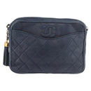 CHANEL Matelasse Chain Shoulder Bag Lamb Skin Navy Gold CC Auth BA10507-13