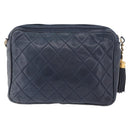 CHANEL Matelasse Chain Shoulder Bag Lamb Skin Navy Gold CC Auth BA10507-2
