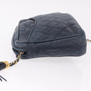 CHANEL Matelasse Chain Shoulder Bag Lamb Skin Navy Gold CC Auth BA10507-3