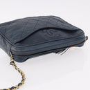 CHANEL Matelasse Chain Shoulder Bag Lamb Skin Navy Gold CC Auth BA10507-6