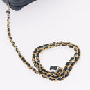 CHANEL Matelasse Chain Shoulder Bag Lamb Skin Navy Gold CC Auth BA10507-7