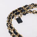CHANEL Matelasse Chain Shoulder Bag Lamb Skin Navy Gold CC Auth BA10507-5