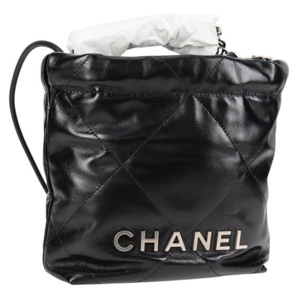 CHANEL Chanel 22 Small Matelasse Chain Bag Lamb Skin 2way Black CC Auth BA1051SM