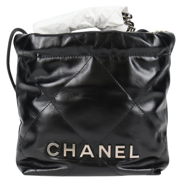 CHANEL Chanel 22 Small Matelasse Chain Bag Lamb Skin 2way Black CC Auth BA1051SM - 0