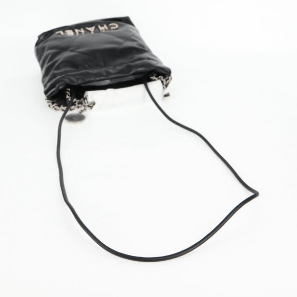 CHANEL Chanel 22 Small Matelasse Chain Bag Lamb Skin 2way Black CC Auth BA1051SM