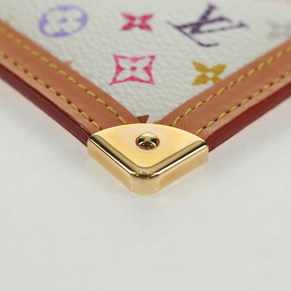 LOUIS VUITTON Multicolor Pochette Cles Coin Purse White M92655 Auth BA10525SAV