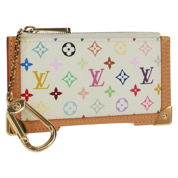 LOUIS VUITTON Multicolor Pochette Cles Coin Purse White M92655 Auth BA10525SAV