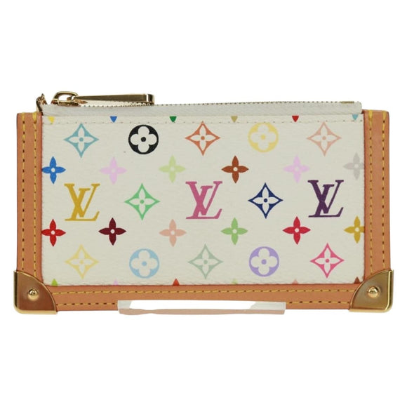 LOUIS VUITTON Multicolor Pochette Cles Coin Purse White M92655 Auth BA10525SAV